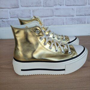 ⭐Covnverse Chuck Taylor Lift Double Stack Metallic Gold Sz 8 Men's Shoes Sneaker